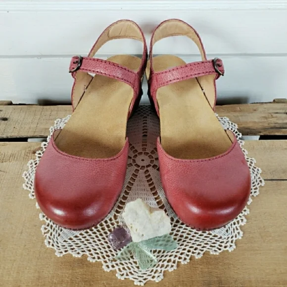 Red Dansko Tiffani Strappy Clog Slingback Sandal Mary Jane Milled 37 38 40 41 42 - Picture 6 of 12